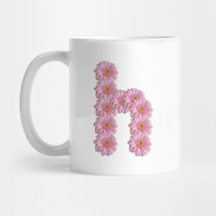 Letter h Pink Gerbera Daisy Mug